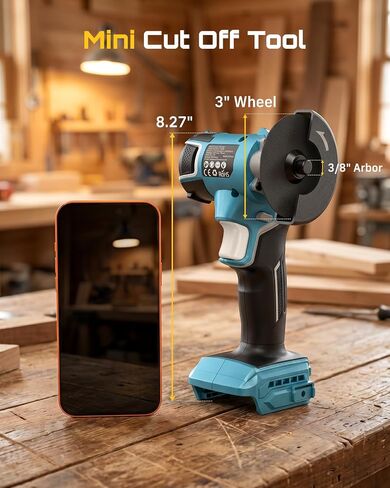 Seesii 21V Brushless 3" Cordless Cut-Off Tool with 2x 4.0Ah Batteries, 20000 RPM Mini Angle Grinder with 0.1s Safety Brake & Forward/Reverse, Cordless Cutter for Metal, Tile, Rebar in Kuwait