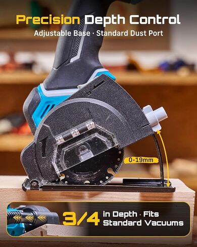 Seesii 21V Brushless 3" Cordless Cut-Off Tool with 2x 4.0Ah Batteries, 20000 RPM Mini Angle Grinder with 0.1s Safety Brake & Forward/Reverse, Cordless Cutter for Metal, Tile, Rebar in Kuwait