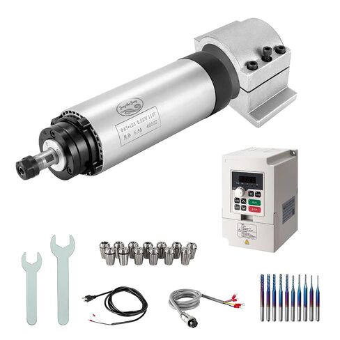 CNC Spindle Motor Kits, 110V 800W 0.8KW Air Cooled Spindle CNC Spindle +110V 0.75KW VFD+Φ65mm Clamp Mount +Collet Set ER11+ Drill bits+ Wires+ Wrenches for CNC Router Machine in Kuwait