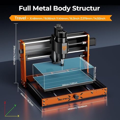 CNC Router Machine, ACMER Ascarva 3 S 500W CNC Milling Machine, Working Area 11.81" x 7.09" x 3.07" for Wood Plastic Metal Acrylic MDF Nylon Carving Cutting in Kuwait