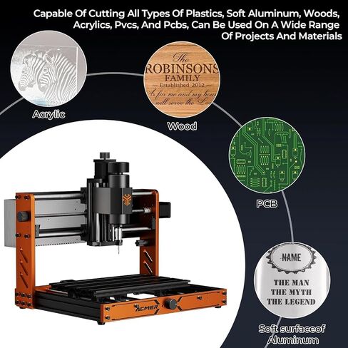CNC Router Machine, ACMER Ascarva 3 S 500W CNC Milling Machine, Working Area 11.81" x 7.09" x 3.07" for Wood Plastic Metal Acrylic MDF Nylon Carving Cutting in Kuwait