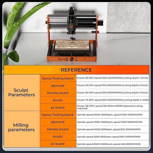 CNC Router Machine, ACMER Ascarva 3 S 500W CNC Milling Machine, Working Area 11.81" x 7.09" x 3.07" for Wood Plastic Metal Acrylic MDF Nylon Carving Cutting in Kuwait