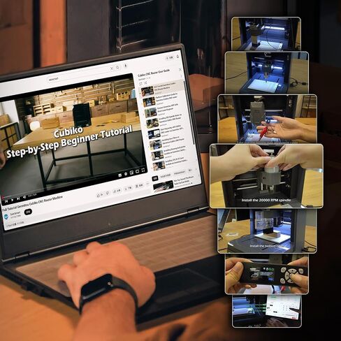 Genmitsu Cubiko Desktop CNC Router Machine with Enclosure, PCB Milling & Wood Engraving CNC for Makers and Hobbyists, Auto Z-Probing, WiFi/APP Control, GRBL Compatible in Kuwait