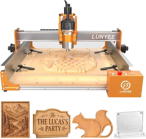 LUNYEE 4040 Pro Max CNC Router Machine with 800W Router, 400 x 400 x 90mm Working Area, Linear Guide Z Axis, Ball Screw Drive, Desktop CNC for Wood, MDF, Acrylic, PCB and Light Aluminum in Kuwait