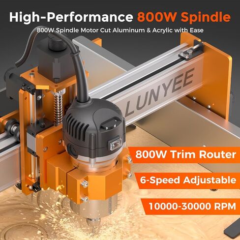 LUNYEE 4040 Pro Max CNC Router Machine with 800W Router, 400 x 400 x 90mm Working Area, Linear Guide Z Axis, Ball Screw Drive, Desktop CNC for Wood, MDF, Acrylic, PCB and Light Aluminum in Kuwait