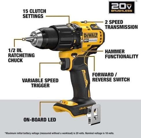 DEWALT 20V MAX 2-Tool Hammer Drill and Impact Combo Kit (DCK203P2) in Kuwait