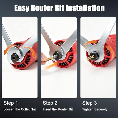 800W Compact Wood Router Tool, 32,000 RPM Electric Palm Router, 1/4" Collet Hand Trimmer with Edge & Roller Guide, Woodworking Router for Trimming, Grooving & Edging in Kuwait