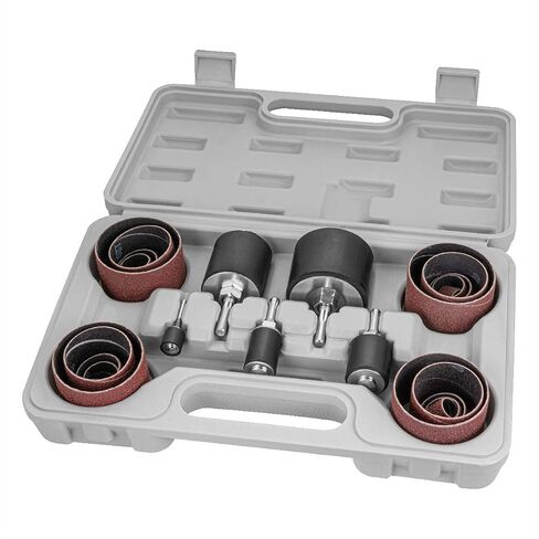 POWERTEC 72509 Drill Press Sanding Drum Kit w/ 1/4 and 1/8 inch Shanks, Assorted Spindle Sander Sleeves, Tool Carrying Case in Kuwait