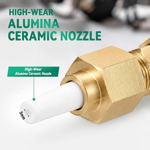 Sandblaster Gun Kit with 3mm Ceramic Nozzle Tip Assembly Sand Blasting Gun Kit Brass Ball Valve Bracket Connector Grinding Nozzle Tip Replacement for Media Abrasive Blasting in Kuwait