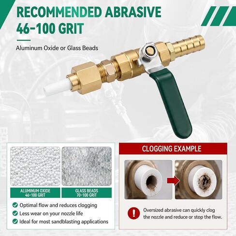 Sandblaster Gun Kit with 3mm Ceramic Nozzle Tip Assembly Sand Blasting Gun Kit Brass Ball Valve Bracket Connector Grinding Nozzle Tip Replacement for Media Abrasive Blasting in Kuwait