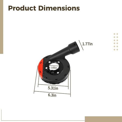 5 Inch Angle Grinder Dust Shroud, 125 Type Dust Shroud for 4.7 in / 12 cm Grinding Disc, Dual Ports, Brush Loop, Detachable Edge, Lightweight Plastic Dust Collector for Grinding Work in Kuwait