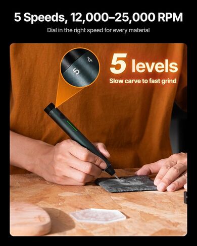 xTool Selected Engraving Pen, Cordless 5-in-1 Rotary Tool for All Materials | 50+ surfaces include glass; 12,000–25,000 RPM 5-speed motor; 160 gf·cm of anti-twist torque; in Kuwait