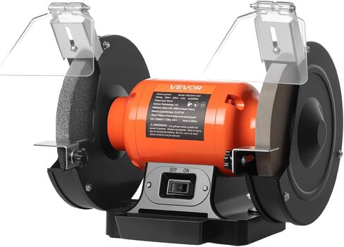 VEVOR Bench Grinder, 8-inch Single Speed Bench Grinder, 3450RPM High-Speed Table Grinders with 350W 3.0A Induction Motor, 36/60-Grit Grinding Wheel & Adjustable Eye Shield for Fast Sharpening Grinding in Kuwait
