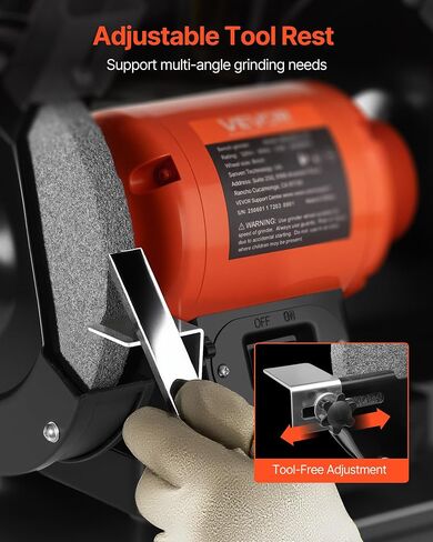 VEVOR Bench Grinder, 8-inch Single Speed Bench Grinder, 3450RPM High-Speed Table Grinders with 350W 3.0A Induction Motor, 36/60-Grit Grinding Wheel & Adjustable Eye Shield for Fast Sharpening Grinding in Kuwait