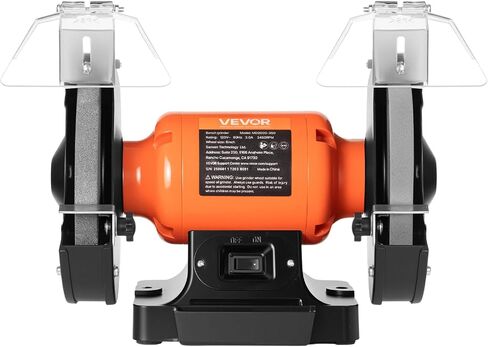 VEVOR Bench Grinder, 8-inch Single Speed Bench Grinder, 3450RPM High-Speed Table Grinders with 350W 3.0A Induction Motor, 36/60-Grit Grinding Wheel & Adjustable Eye Shield for Fast Sharpening Grinding in Kuwait