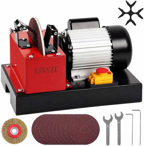 800W Lawn Mower Blade Sharpener, 1.09HP Bench Grinder with 9-Inch Ceramic Grinding Wheel, Multi-Angle Sharpening & Rust Removal Wheel for High Lift, Low Lift, Gator & Flat Blades in Kuwait