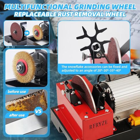 800W Lawn Mower Blade Sharpener, 1.09HP Bench Grinder with 9-Inch Ceramic Grinding Wheel, Multi-Angle Sharpening & Rust Removal Wheel for High Lift, Low Lift, Gator & Flat Blades in Kuwait