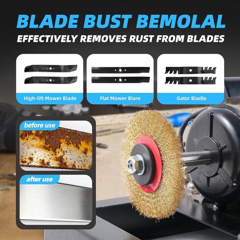 800W Lawn Mower Blade Sharpener, 1.09HP Bench Grinder with 9-Inch Ceramic Grinding Wheel, Multi-Angle Sharpening & Rust Removal Wheel for High Lift, Low Lift, Gator & Flat Blades in Kuwait