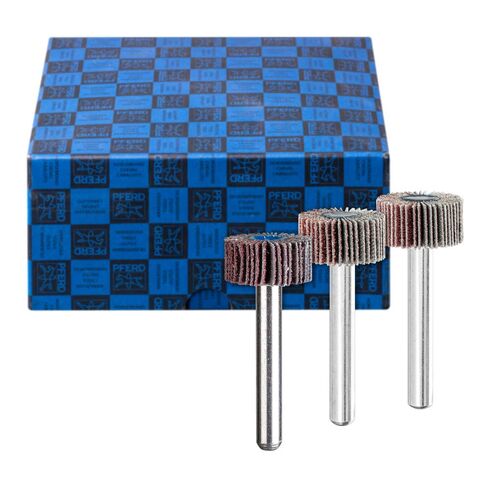 PFERD 44498004 Fan Grinder Set F 3 Pieces Corundum Diameter 50 x 30 mm Shaft Diameter 6 mm A60, 80, 120 for Fine Sanding and Finish, 50 x 30 mm in Kuwait