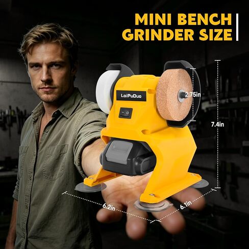 Cordless Mini Bench Grinder Polisher Compatible with Dewalt 20V Battery,5500 RPM Household Grinding Wheels,Dual Grinding Wheels for Sharpen Knives, Rust Removal, Drills, polishing(No Battery) in Kuwait