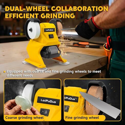 Cordless Mini Bench Grinder Polisher Compatible with Dewalt 20V Battery,5500 RPM Household Grinding Wheels,Dual Grinding Wheels for Sharpen Knives, Rust Removal, Drills, polishing(No Battery) in Kuwait