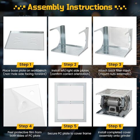 Universal Bench Grinder Enclosed Eye Shield Kit, 2PCS Aluminum Alloy Replacement Guard Assembly with Clear Acrylic Shield, Safety Eye Protection Set for 6" 8" 10" Bench Grinders & Machines in Kuwait