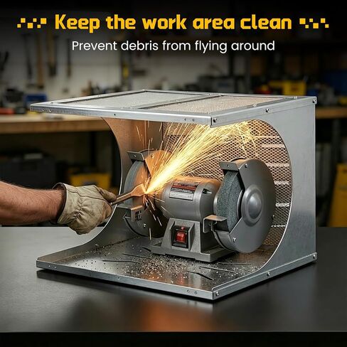 Universal Bench Grinder Enclosed Eye Shield Kit, 2PCS Aluminum Alloy Replacement Guard Assembly with Clear Acrylic Shield, Safety Eye Protection Set for 6" 8" 10" Bench Grinders & Machines in Kuwait