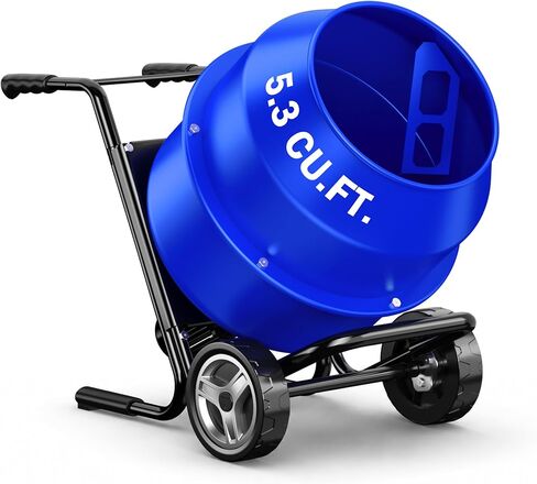 4.3 Cu. Ft. Portable Concrete Mixer, 3/5 HP(450W) Cement Mixer | Heavy Duty Electric Mixer with Wheels & Stand for Mortar, Stucco, Concrete, Seeds and Construction Applications, Blue in Kuwait