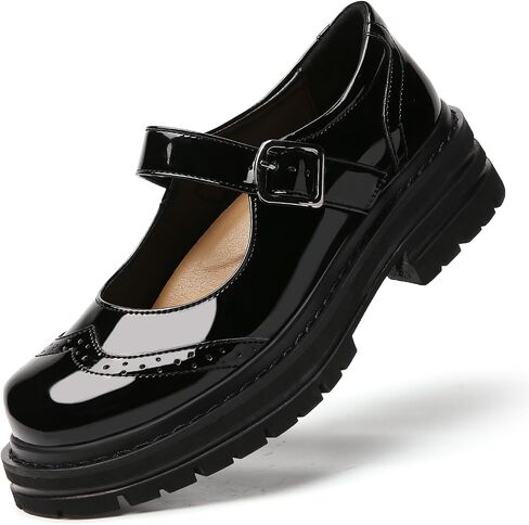 Mary Jane Shoes for Women Oxfords Platform Chunky Heel Maryjane Shoes | Round Toe Non Slip Comfort Casual Dress School Work Maryjane Shoes in Kuwait