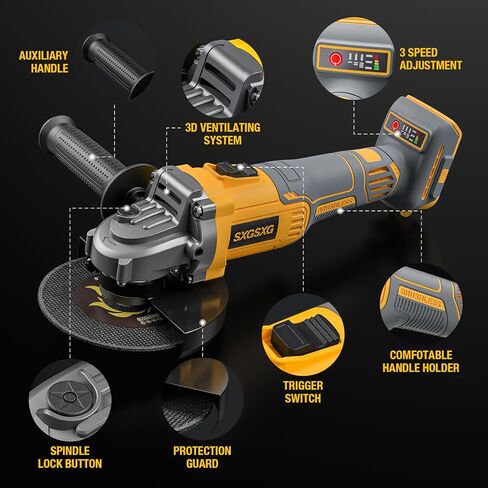 Cordless Angle Grinder for Dewalt 20v Max Battery, Brushless Cordless Grinder Tool 4 1/2", Variable Speed, Electric Power 20v Angle Grinder Tool for Grinding Cutting Polishing (Battery Not Included) in Kuwait