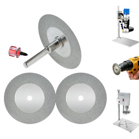 3Pcs 60mm Diamond Cutting Disc with Mandrel 1/4'' Shank Stone Blade and Small Screwdriver for Rotary Tool Drill Attachment Cutting Glass Wine Bottle,Polishing Glass,Tiles,Marble in Kuwait