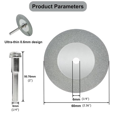 3Pcs 60mm Diamond Cutting Disc with Mandrel 1/4'' Shank Stone Blade and Small Screwdriver for Rotary Tool Drill Attachment Cutting Glass Wine Bottle,Polishing Glass,Tiles,Marble in Kuwait