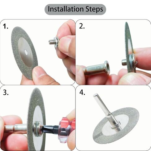 3Pcs 60mm Diamond Cutting Disc with Mandrel 1/4'' Shank Stone Blade and Small Screwdriver for Rotary Tool Drill Attachment Cutting Glass Wine Bottle,Polishing Glass,Tiles,Marble in Kuwait