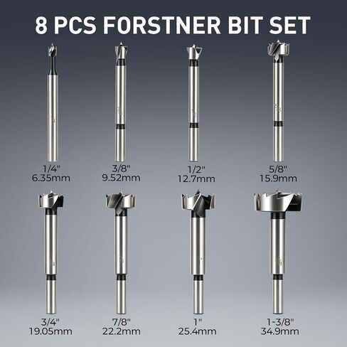 8PCS Forstner Bit Set, Professional Wood Drill Bits for Flat-Bottom & Pocket Holes in Hardwood, Plywood, Plastic in Saudi Arabia