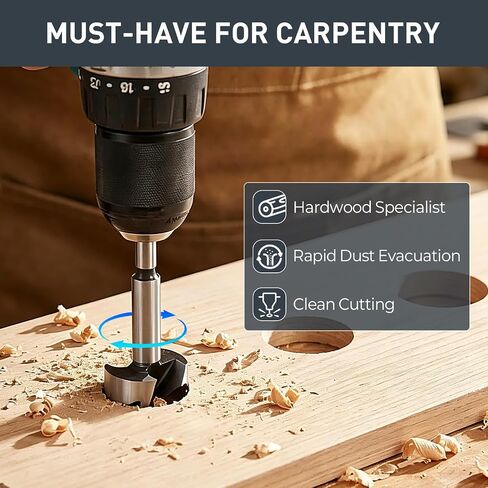 8PCS Forstner Bit Set, Professional Wood Drill Bits for Flat-Bottom & Pocket Holes in Hardwood, Plywood, Plastic in Saudi Arabia