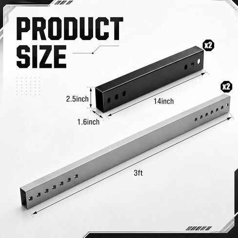 Shimeyao 1 Set 36 Inch Extension Bar Kit for Mobile Base, 1500 Lbs Capacity, Extension Bar Kit with Rails & Couplers, Easy-install Footprint Expander for Mobile Base Systems in Kuwait