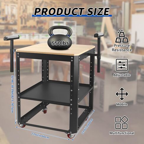 Rolling Planer Stand, Height Adjustable Miter Saw Planer Table with Extension Rollers, 550 lbs Load Capacity Tool Stand with Wheels, for Most Planers, Saws, Bench-top Machines, Power Tools in Kuwait