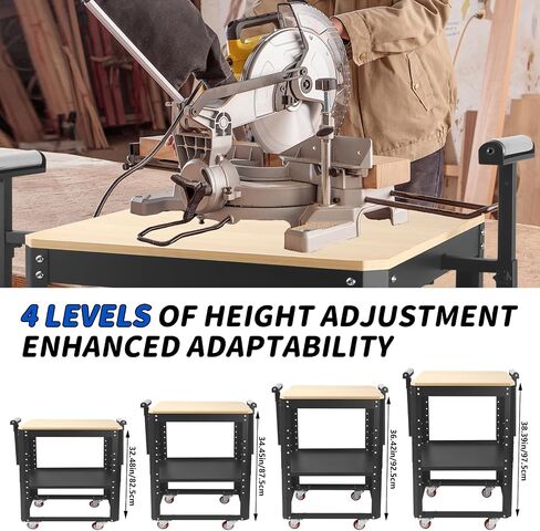 Rolling Planer Stand, Height Adjustable Miter Saw Planer Table with Extension Rollers, 550 lbs Load Capacity Tool Stand with Wheels, for Most Planers, Saws, Bench-top Machines, Power Tools in Kuwait