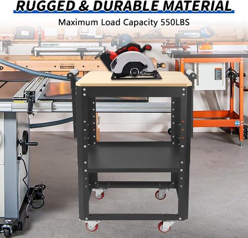 Rolling Planer Stand, Height Adjustable Miter Saw Planer Table with Extension Rollers, 550 lbs Load Capacity Tool Stand with Wheels, for Most Planers, Saws, Bench-top Machines, Power Tools in Kuwait