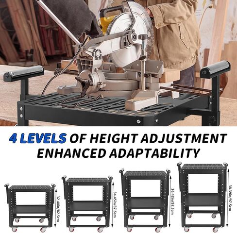 Planer Stand with Wheels, Height Adjustable Miter Saw Stand, Planer Table Stand with Extension Rollers, 550 lbs Load Capacity Power Tool Stand, for Most Planers, Saws, Bench-top Machines, Power Tools in Kuwait