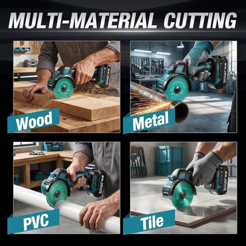 Cordless Cut Off Tool with 2 Batteries, 4-Inch 21V Brushless Mini Saw Kit, 3-Speed Multi-Material Cutter for Metal Wood Tile PVC, LED Light for DIY Repairs in Kuwait
