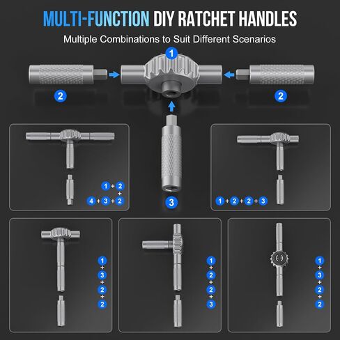 STREBITO 71 in 1 T-Handle Ratchet Screwdriver Set, Magnetic Ratcheting Screwdriver with 72-Tooth，4 Extension Bit Holders，S2 Steel Bits & Sockets for Household Repairs, Furniture, Bicycle, Auto, DIY in Kuwait