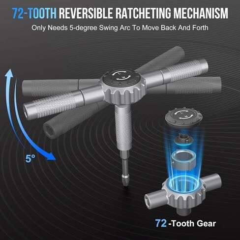 STREBITO 71 in 1 T-Handle Ratchet Screwdriver Set, Magnetic Screwdriver Set | S2 Steel Bits & Sockets, 72-Tooth, 4 Extension Rods, Ratcheting Screwdriver for Home Repair, Assembly, Bicycle, Auto, DIY in Saudi Arabia