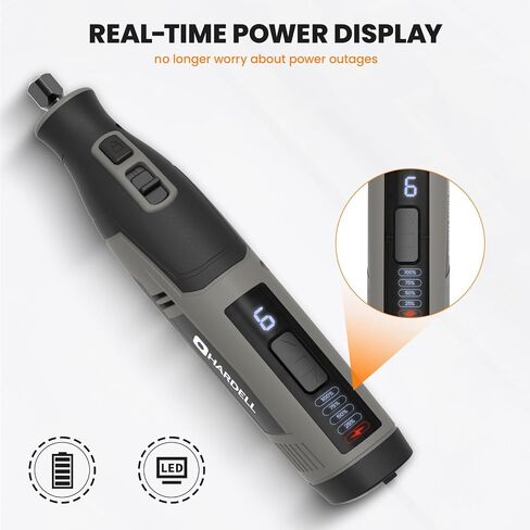 4V Cordless Rotary Tool Kit with 80Pcs, 4000mAh Long-lasting Battery, 6 Speeds 8000-28000RPM Rotary Tool with Digital Display for Cutting, Sanding, Polishing, Drilling, Engraving, DIY Crafts (Grey) in Saudi Arabia