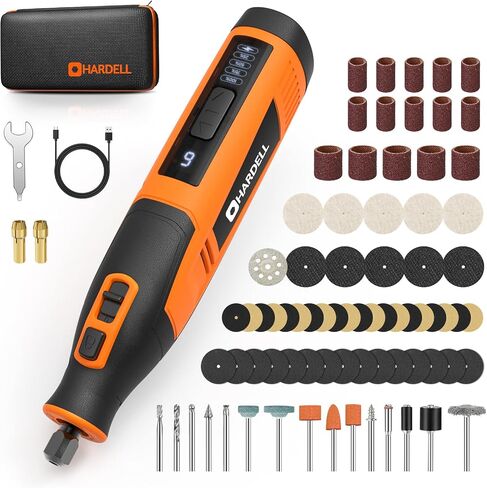4V Cordless Rotary Tool Kit with 80Pcs, 4000mAh Long-lasting Battery, 6 Speeds 8000-28000RPM Rotary Tool with Digital Display for Cutting, Sanding, Polishing, Drilling, Engraving, DIY Crafts (Grey) in Kuwait