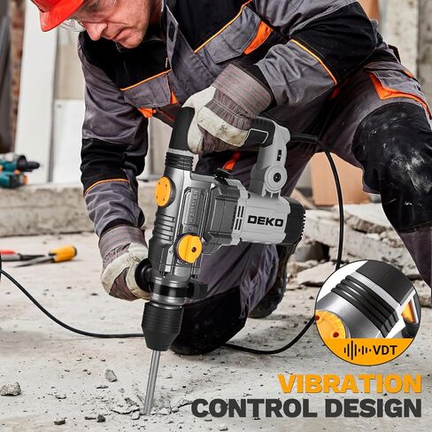 1-1/4 Inch SDS-Plus Rotary Hammer Drill, 12.5Amp Electric Heavy Duty Hammer Drill Corded with 4 Functions, Demolition Hammer for Concrete with Drill Bits and Chisels, Safety Clutch & Vibration Control in Kuwait