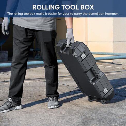 ENEACRO Demolition Jack Hammer 65 Joules SDS-Hex Concrete Breaker | 14.5Amp Heavy Duty, Chipping Hammer Cement/Pavement/Floor Breaker, 2pcs Chisels Included, Carry Box with Rollers in Kuwait