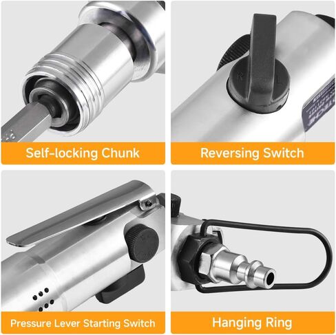 Hoteche Air Screw Driver, 40NM Torque, 12000 RPM, 4-5MM Capacity, with 3 Universal Inserts & 6.35MM Bit, Color Box in Kuwait