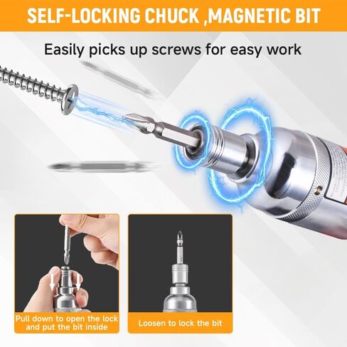 Hoteche Air Screw Driver, 40NM Torque, 12000 RPM, 4-5MM Capacity, with 3 Universal Inserts & 6.35MM Bit, Color Box in Kuwait