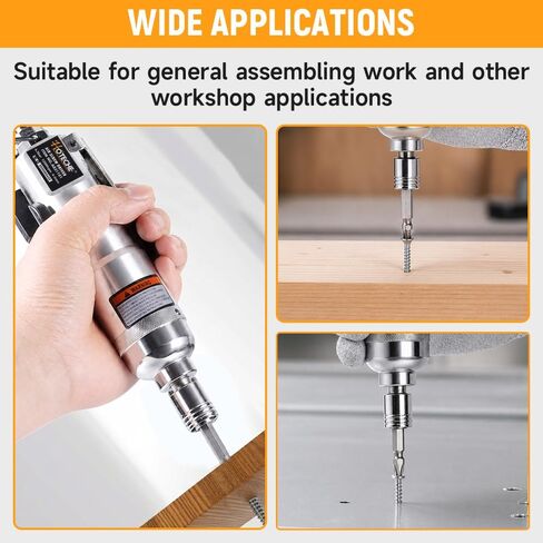 Hoteche Air Screw Driver, 40NM Torque, 12000 RPM, 4-5MM Capacity, with 3 Universal Inserts & 6.35MM Bit, Color Box in Kuwait
